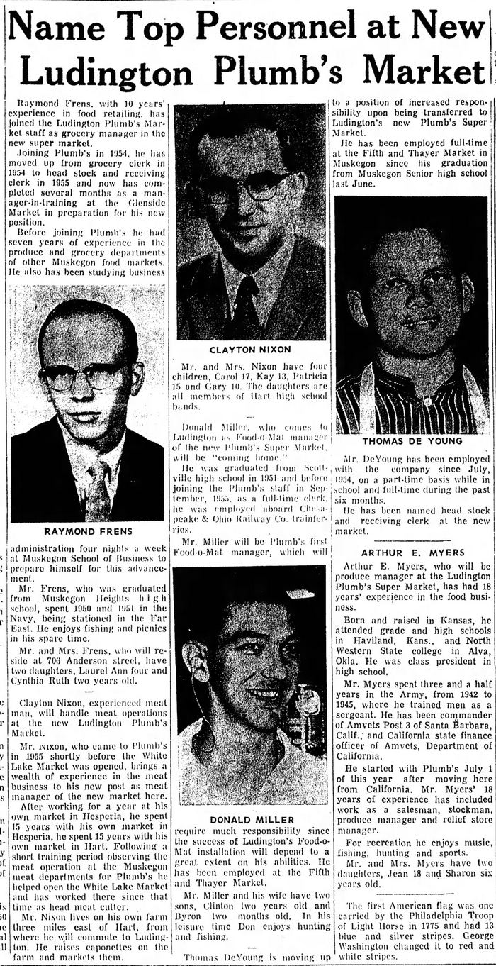 Plumbs Supermarket - July 15 1957 Article